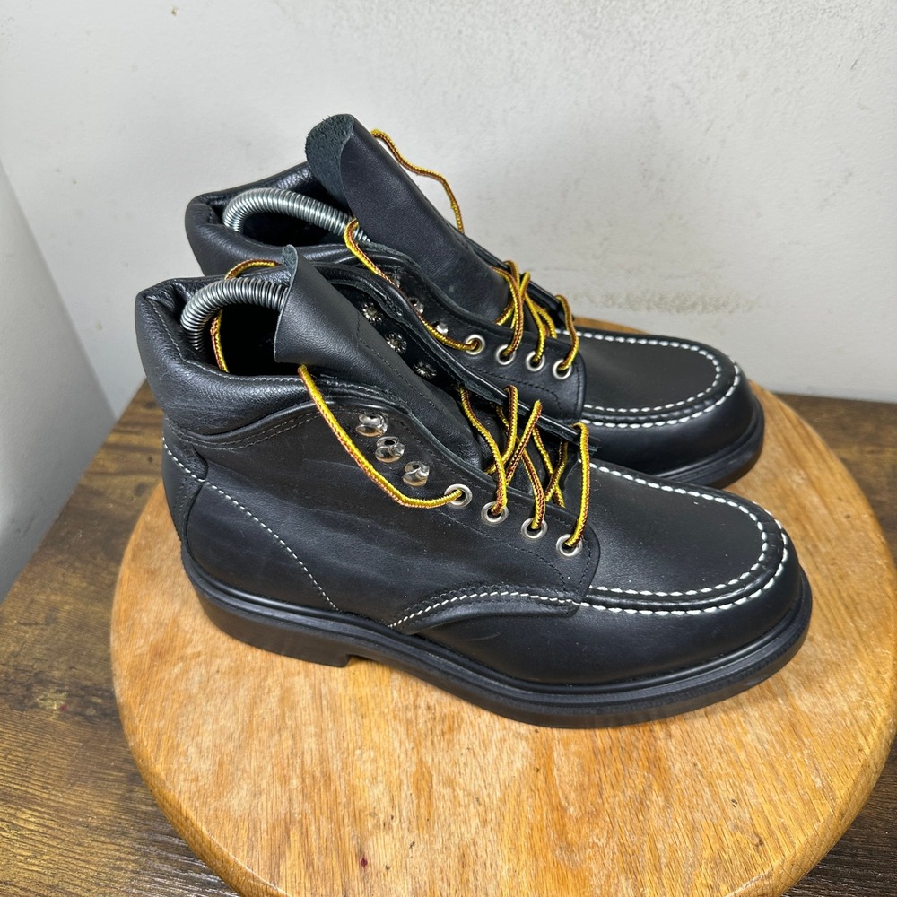 Red Wing 2921 Black Leather Moc Toe SuperSole Boots Mens 5.5 D Made in USA